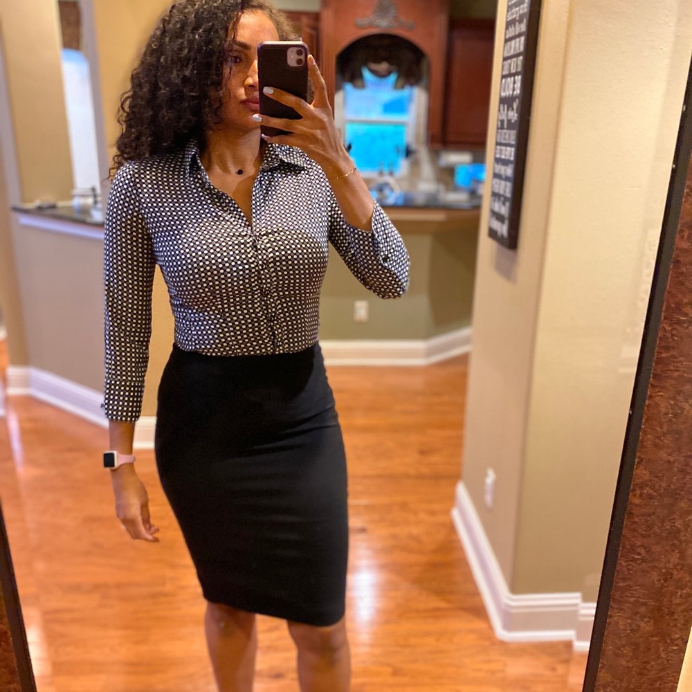 BOGO black/white dots button down blouse